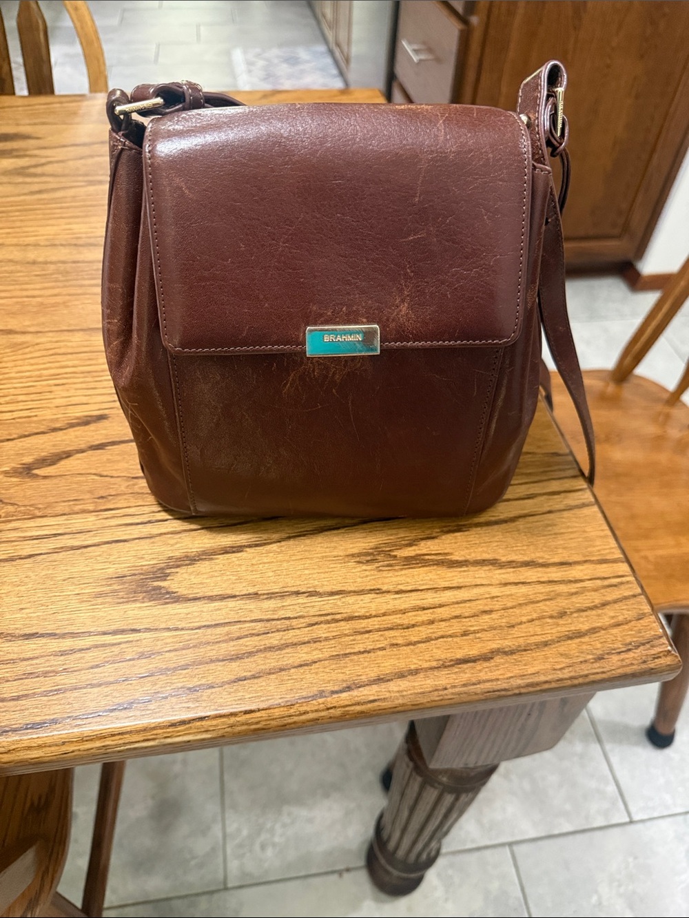 Brahmin Chestnut Brown Leather Shoulder Bag - Margo